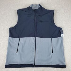 Xersion Men's Two-Tone Sleeveless Vest 2XL Black Gray w/Pockets Big & Tall Zip